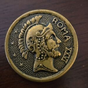 Vintage ROMA XXVI Brass Button Roman Warrior Large Antique Style Shank Back